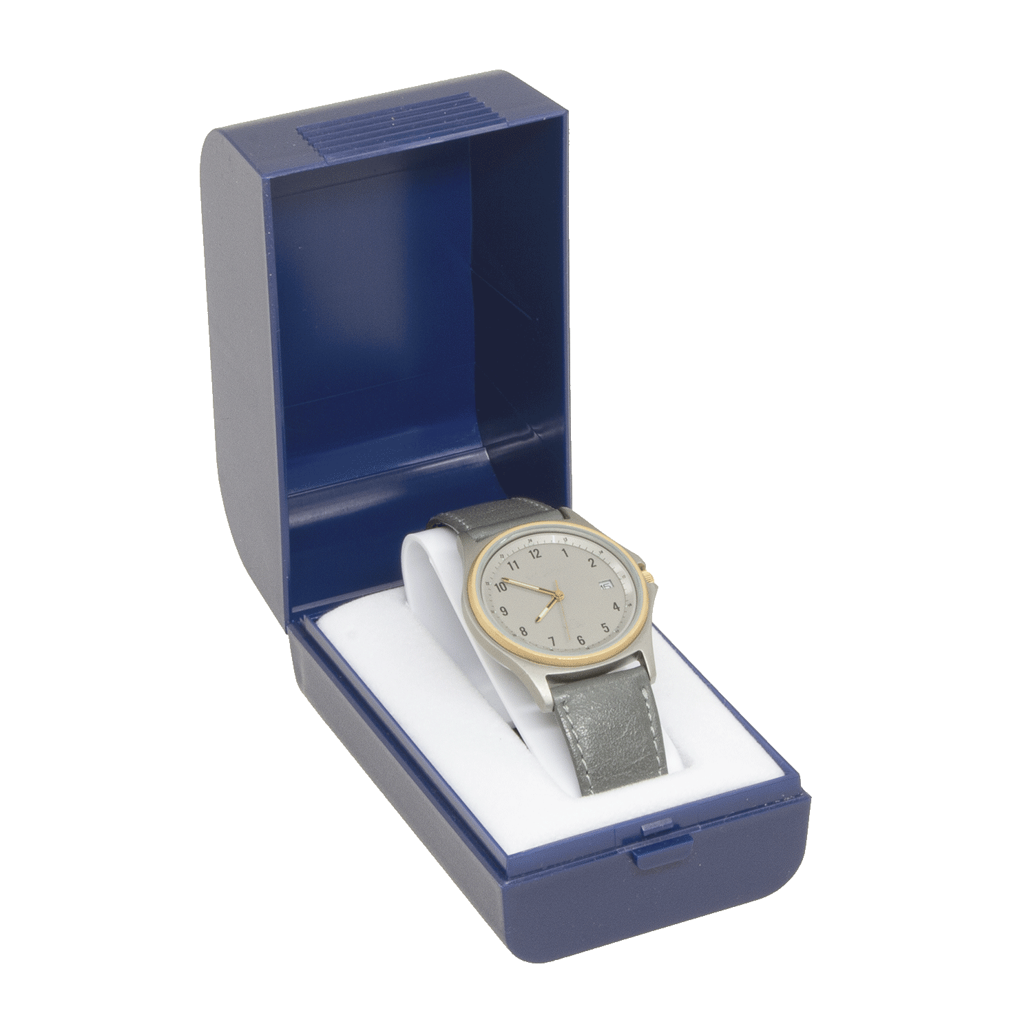 Estuches de joyería de plástico azul para relojes