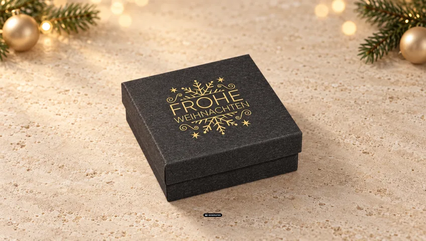 Caja de joyería LESER 0150 en negro con el motivo navideño FLAKE en dorado
