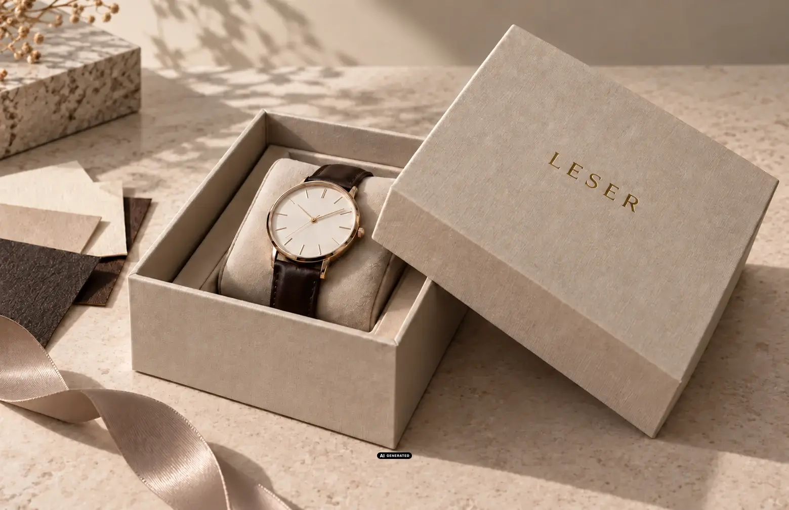 Cajas con tapa suelta como embalaje para relojes