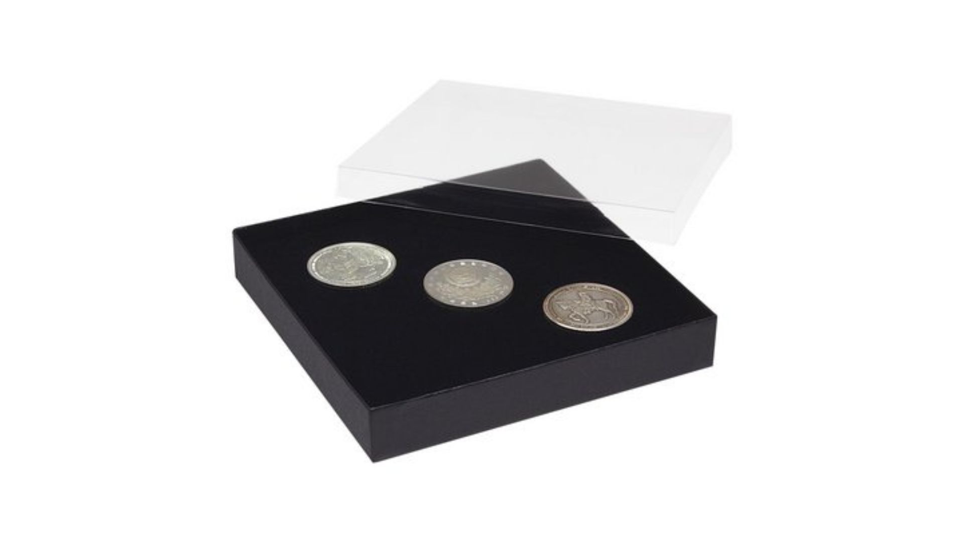 Envases para monedas con tapa transparente Envases para monedas con tapa transparente