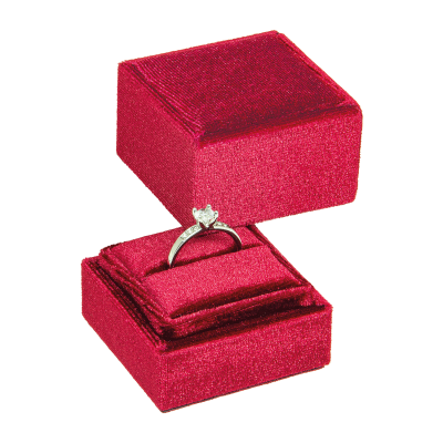 Estuche para anillos con revestimiento de terciopelo rojo
